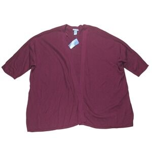 NWT Catherines Open Front‎ Cardigan Sweater Burgundy Casual Cozy Women's 4X